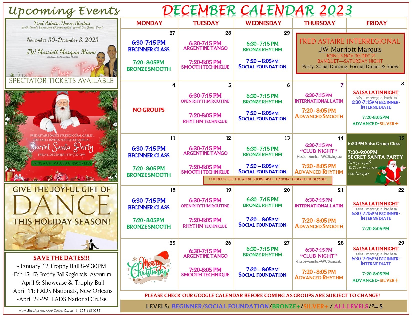 Our Dance Calendar Coral Gables