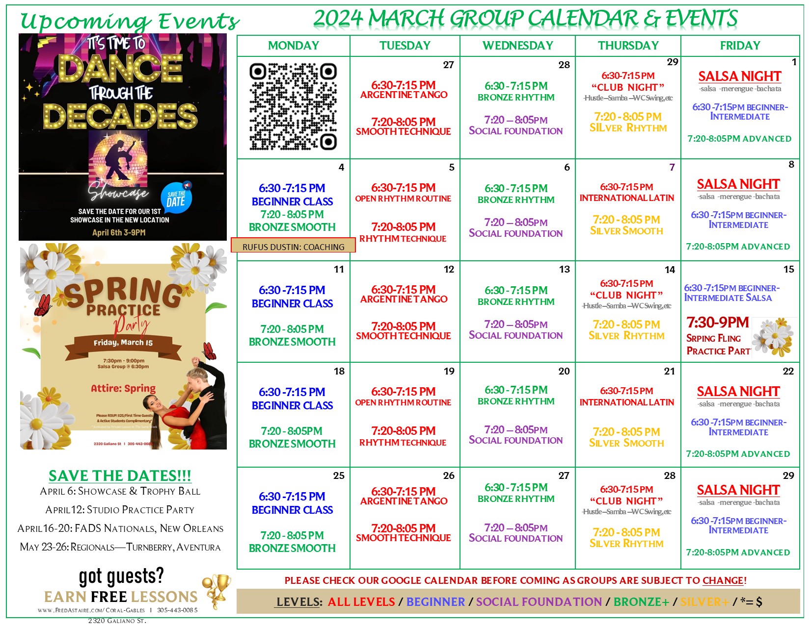 Our Dance Calendar Coral Gables