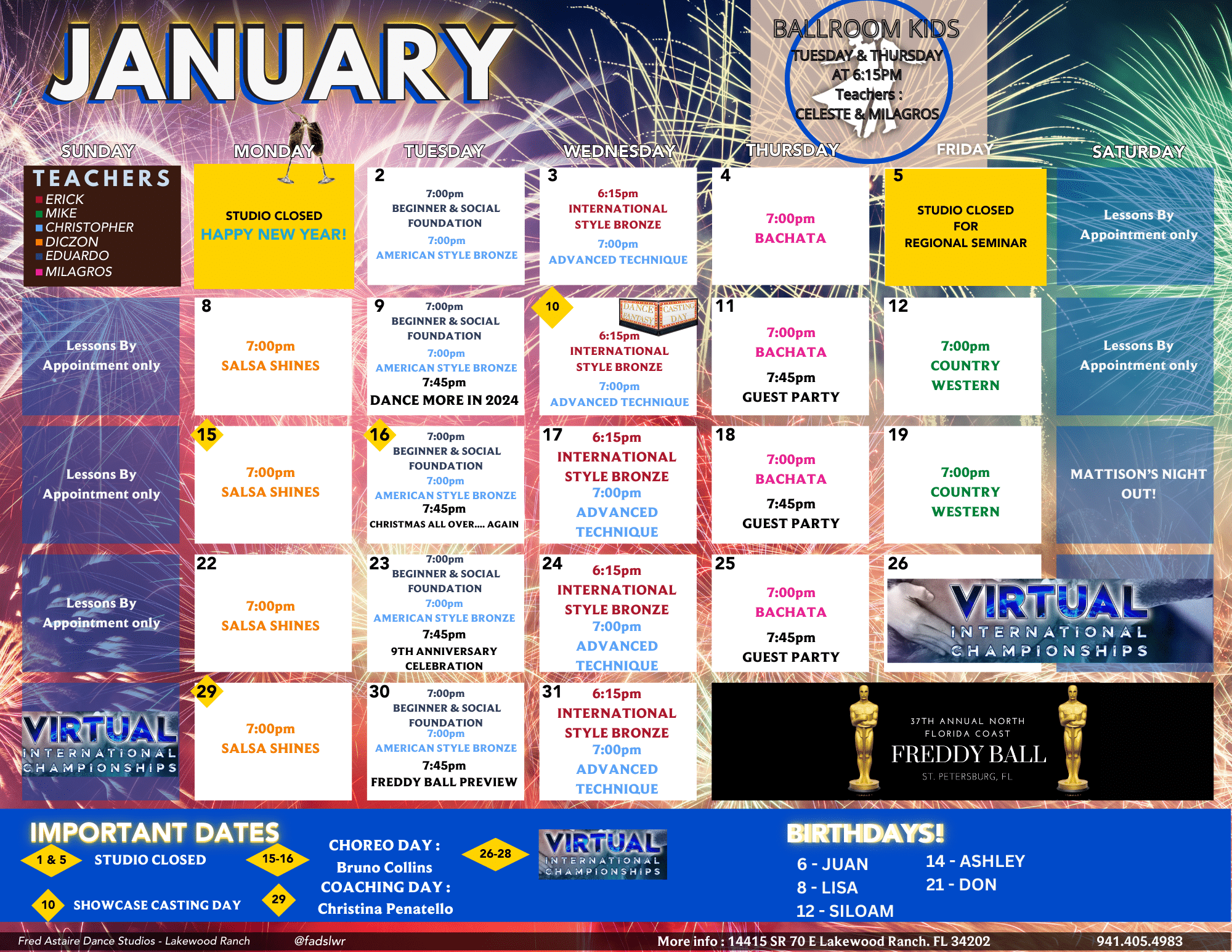 Our Dance Calendar Lakewood Ranch