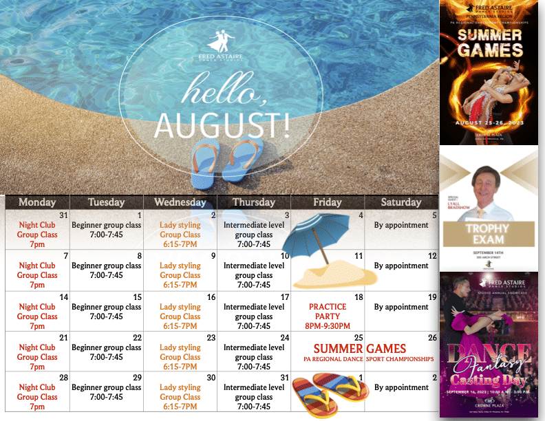 Our August Dance Calendar Philadelphia