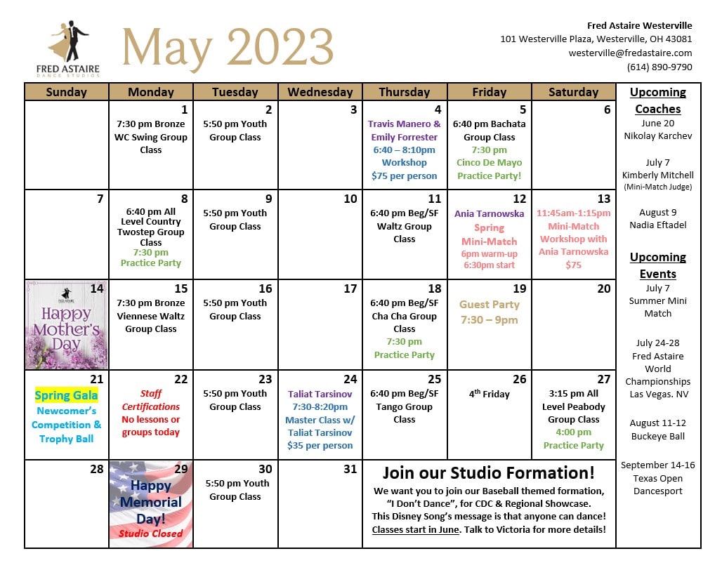 Our Dance Calendar Westerville